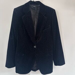 THEORY VELVET MINI POLKADOT SINGLE BREASTED BLAZER SZ 6